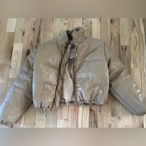KITTENISH LIGHT TAN FAUX LEATHER PUFFER. NWT Size XL